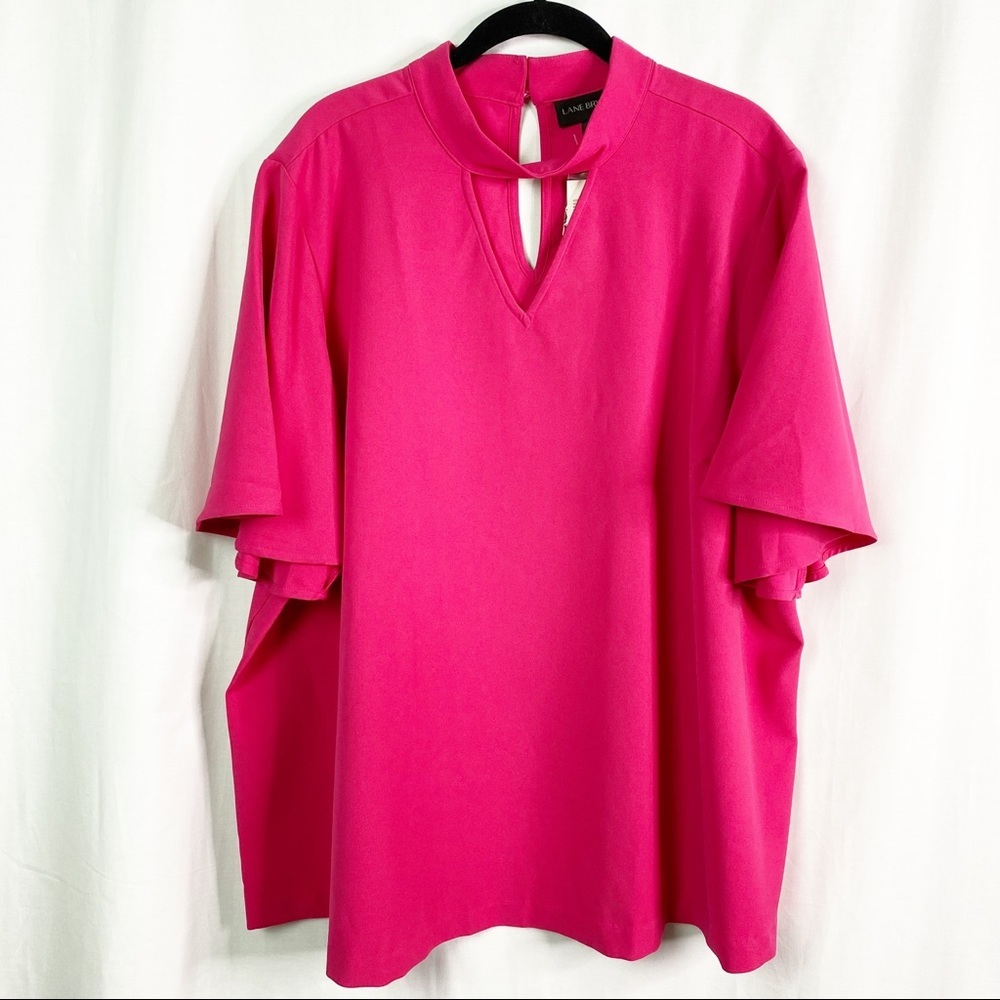 Lane Bryant Fuchsia Pink Flounce Sleeve Top 24 NEW